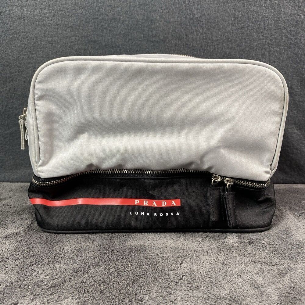 Prada Luna Rossa Men's Black and Gray Dopp Kit